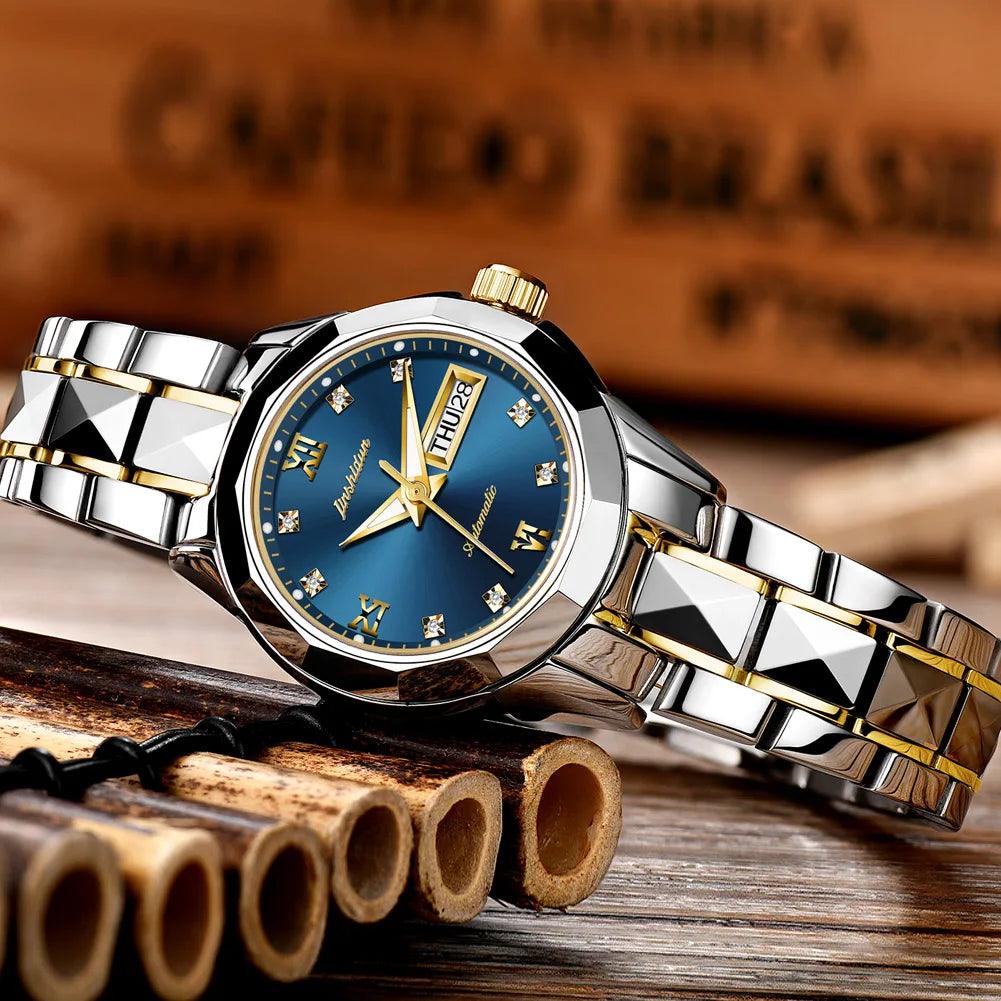 Luxury Ladies Mechanical Watch Sapphire Glass Tungsten Steel High Quality Water Resistant