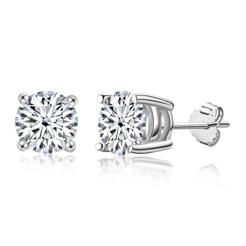 Luxury 925 Sterling Silver New Classic Round Cut High Quality Stone Earrings