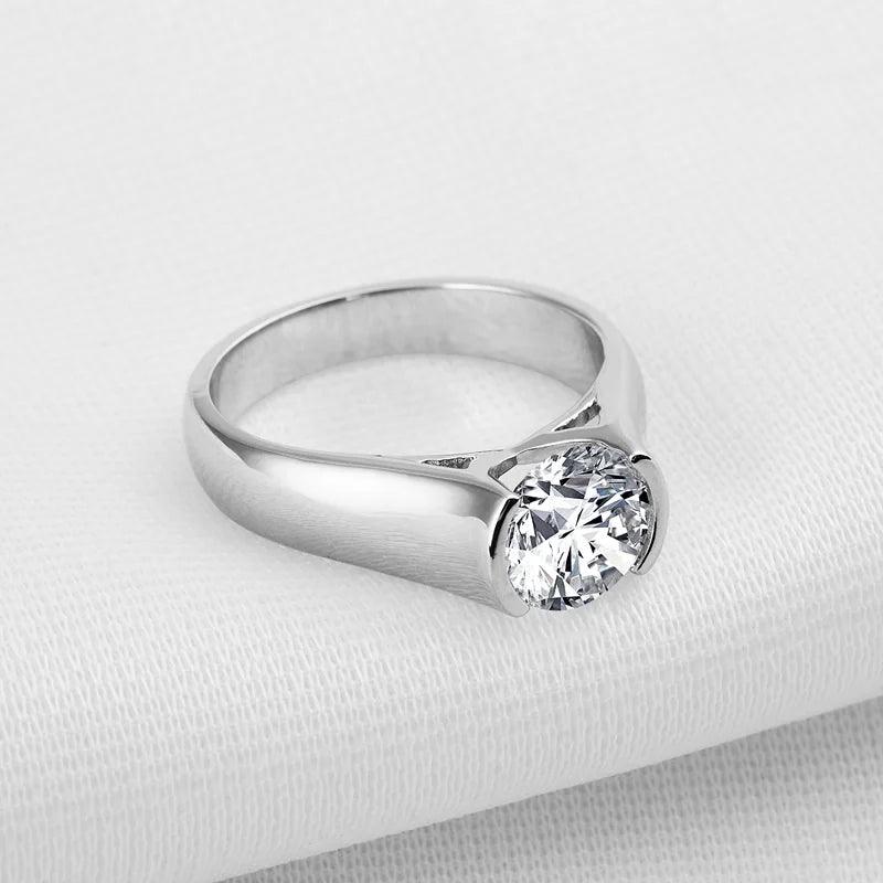 925 Silver Rings 2 Carat Round Cut Diamond