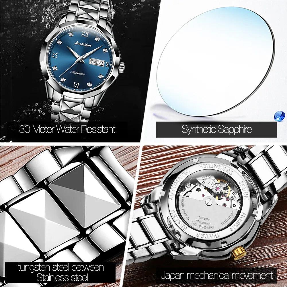 Luxury Ladies Mechanical Watch Sapphire Glass Tungsten Steel High Quality Water Resistant