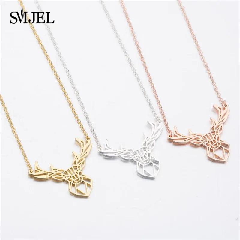 Women's Stainless Steel Geometric Elk Antlers Necklace