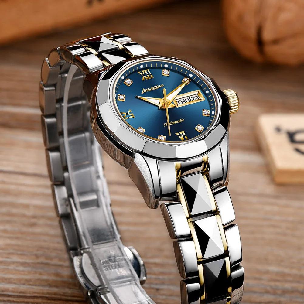 Luxury Ladies Mechanical Watch Sapphire Glass Tungsten Steel High Quality Water Resistant