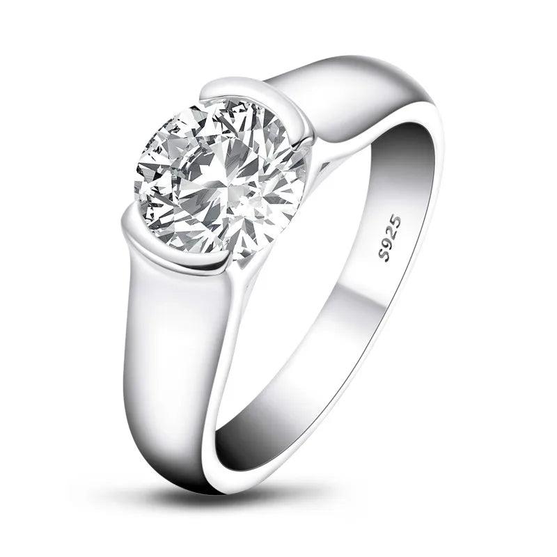 925 Silver Rings 2 Carat Round Cut Diamond