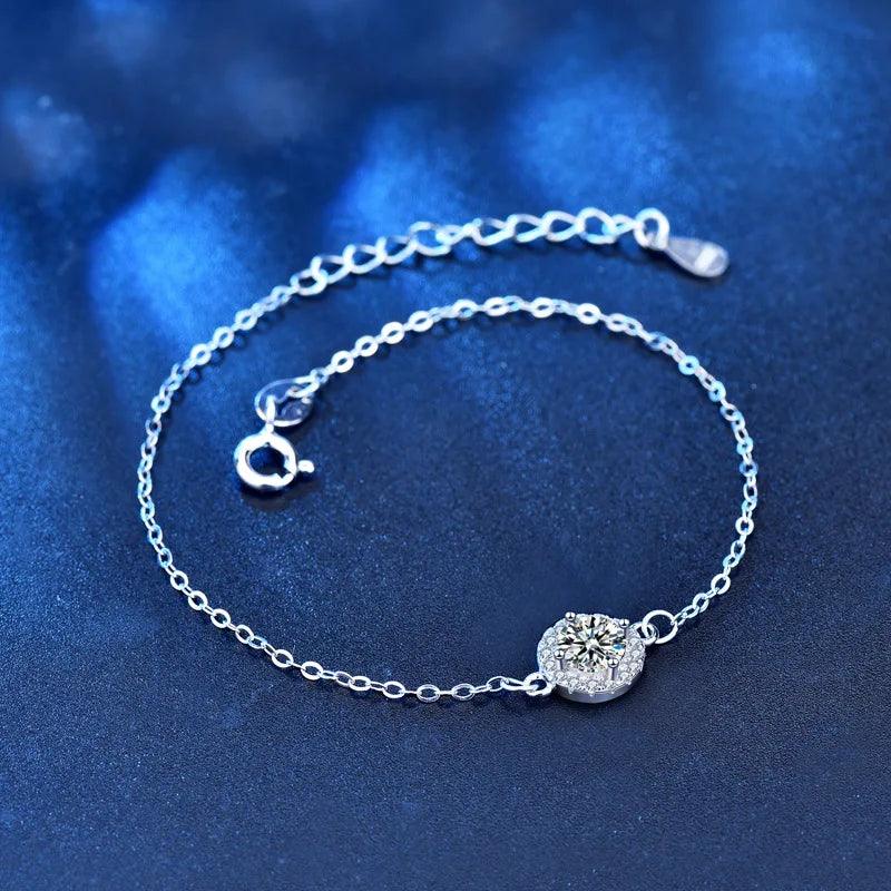 925 Sterling Silver Slim Bracelet with 0.5 Moissanite Stone