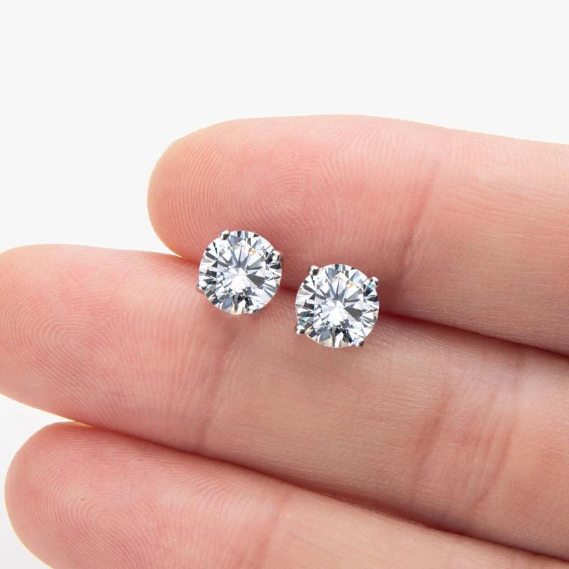 Luxury 925 Sterling Silver New Classic Round Cut High Quality Stone Earrings