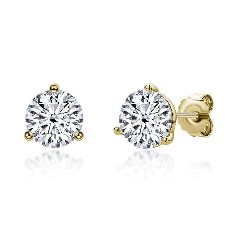 2ct Yellow Gold 925 Sterling Silver Fashion Stud Earrings