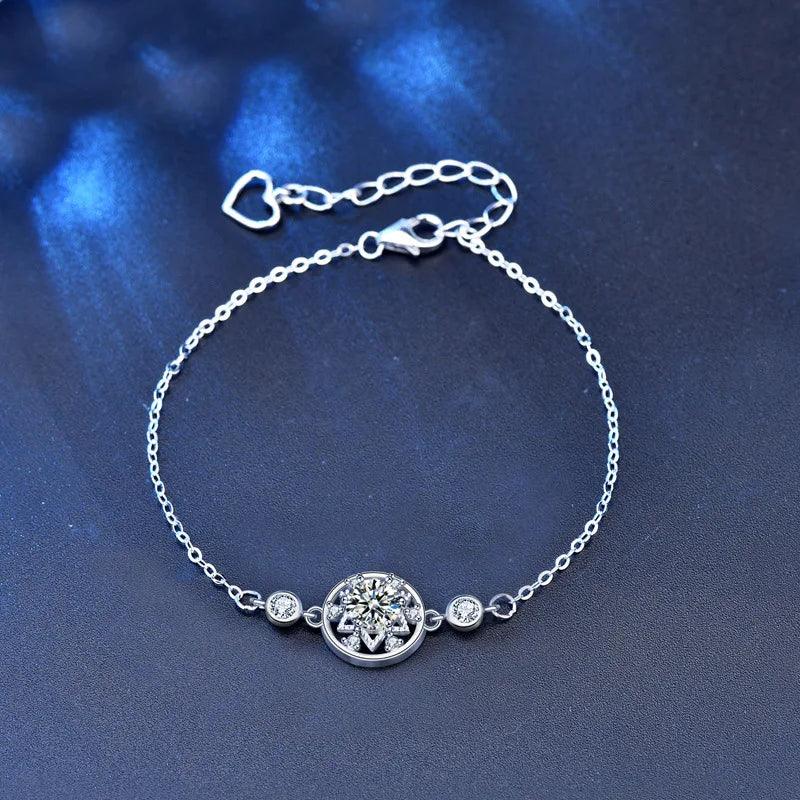 Fine Jewelry 925 Sterling Silver Bracelet Fashion Round 0.5 Carat