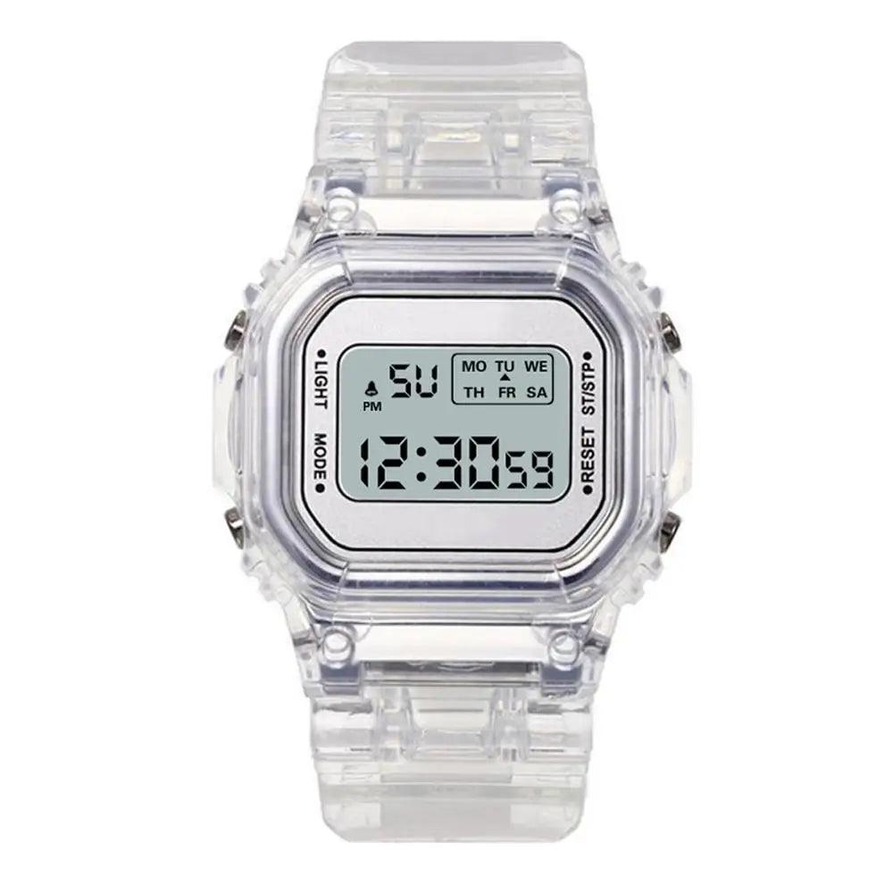 Unisex and children's watches, elegant transparent digital and sports