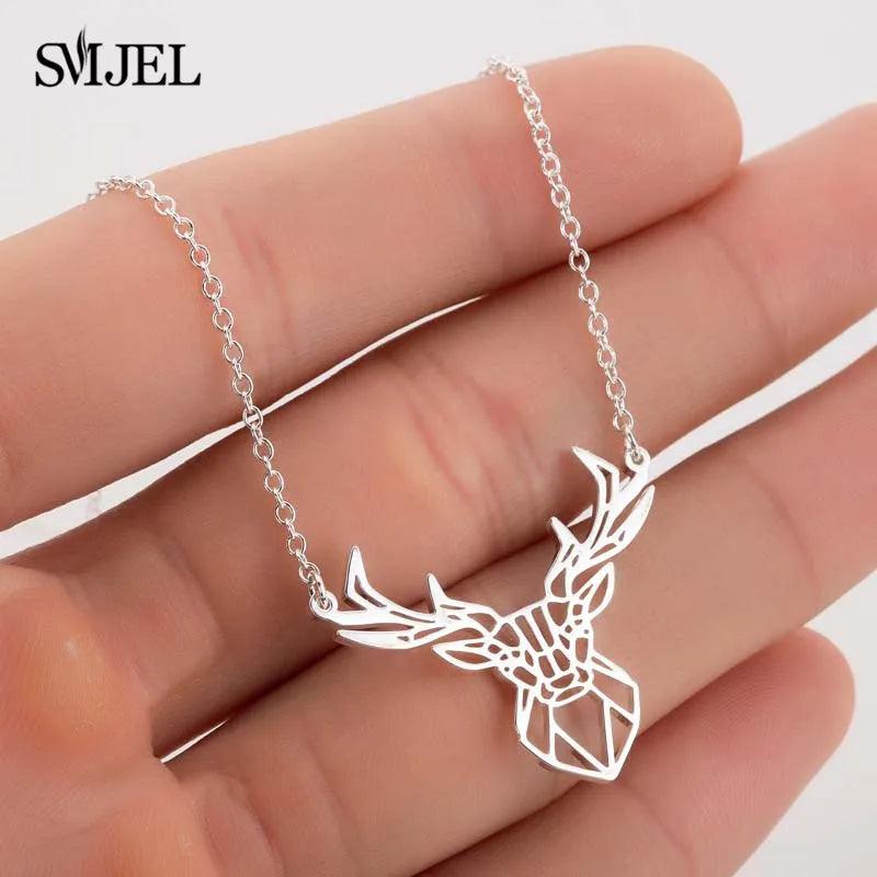 Women's Stainless Steel Geometric Elk Antlers Necklace