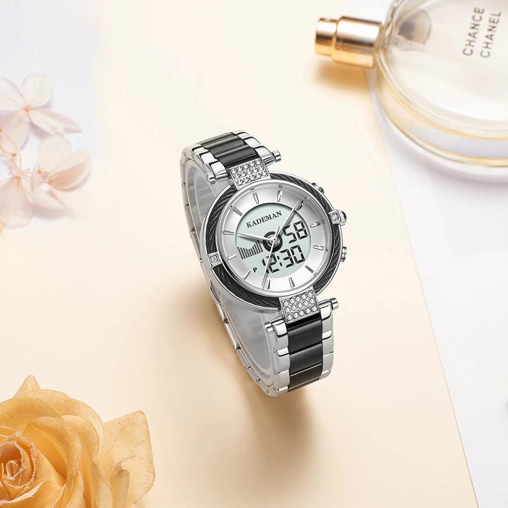 Exclusive Luxury Women's Stainless Steel LED Display Wrist Watch