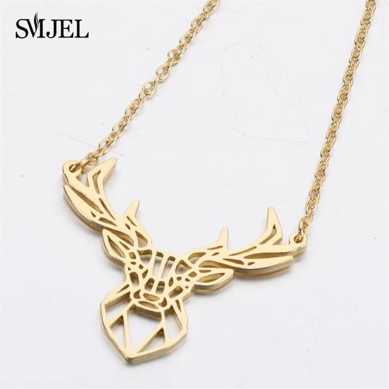 Women's Stainless Steel Geometric Elk Antlers Necklace