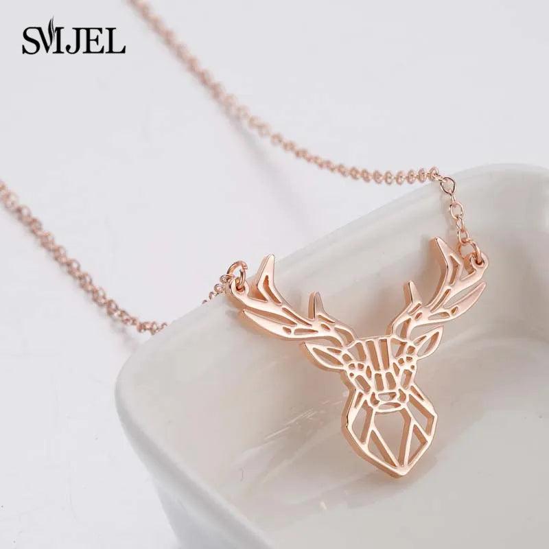 Women's Stainless Steel Geometric Elk Antlers Necklace