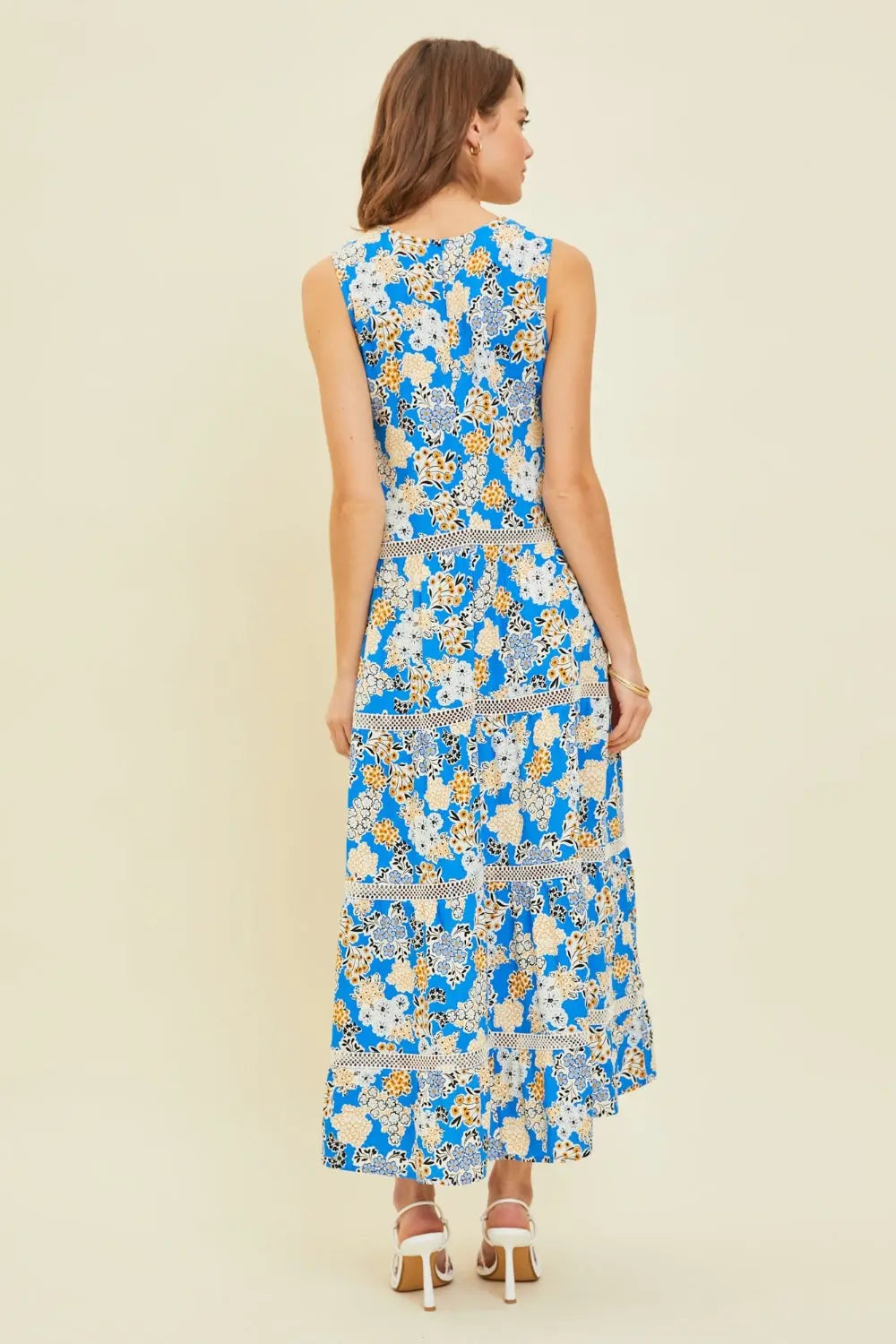 HEYSON Full Size Printed Crochet Trim Maxi Dress Trendsi
