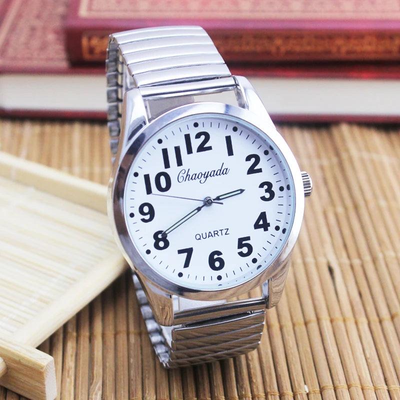 2024 Old Men Women Couples Watches Flexible Elastic Strap Fashion Simple Large Digital Stainless Steel Electronic Wristwatches