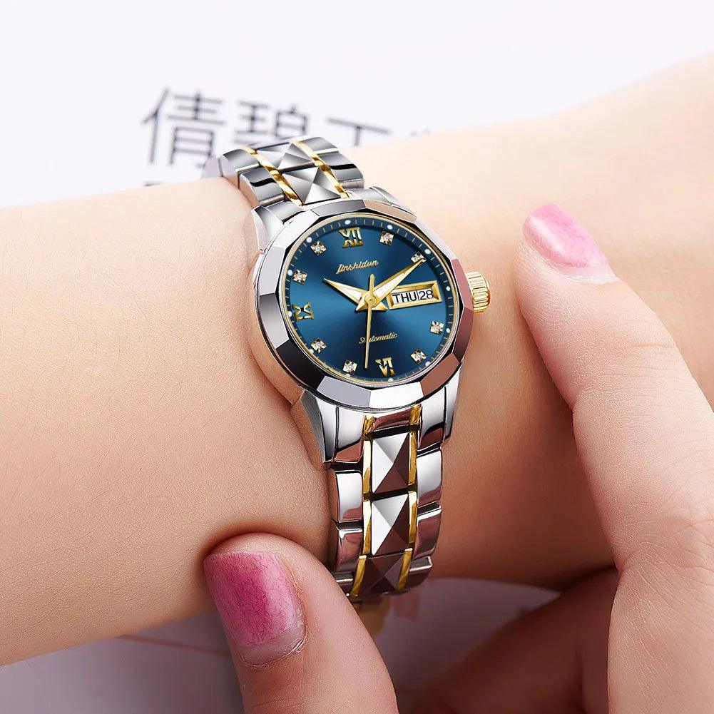 Luxury Ladies Mechanical Watch Sapphire Glass Tungsten Steel High Quality Water Resistant