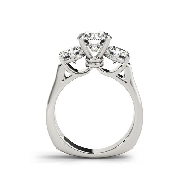 Three Stones 925 Sterling Silver Moissanite Engagement Ring