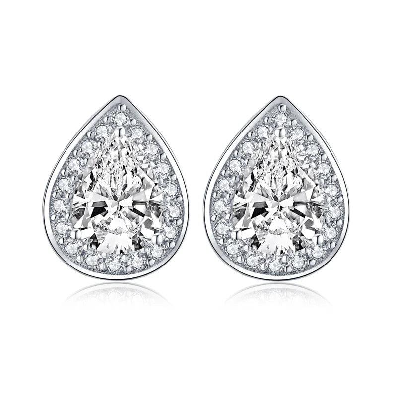 Luxury Earring 925 Sterling Silver Hot Water Drop Design Pear Cut Top Quality Cubic Zircon Stud