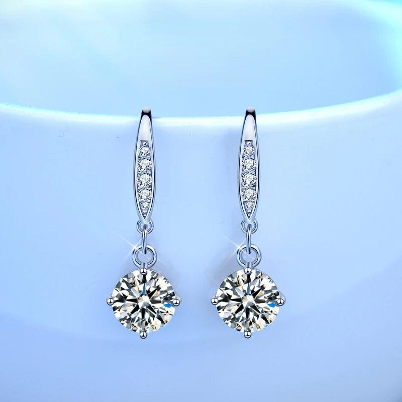 Simple 1ct S925 Sterling Silver Moissanite Stud Earrings