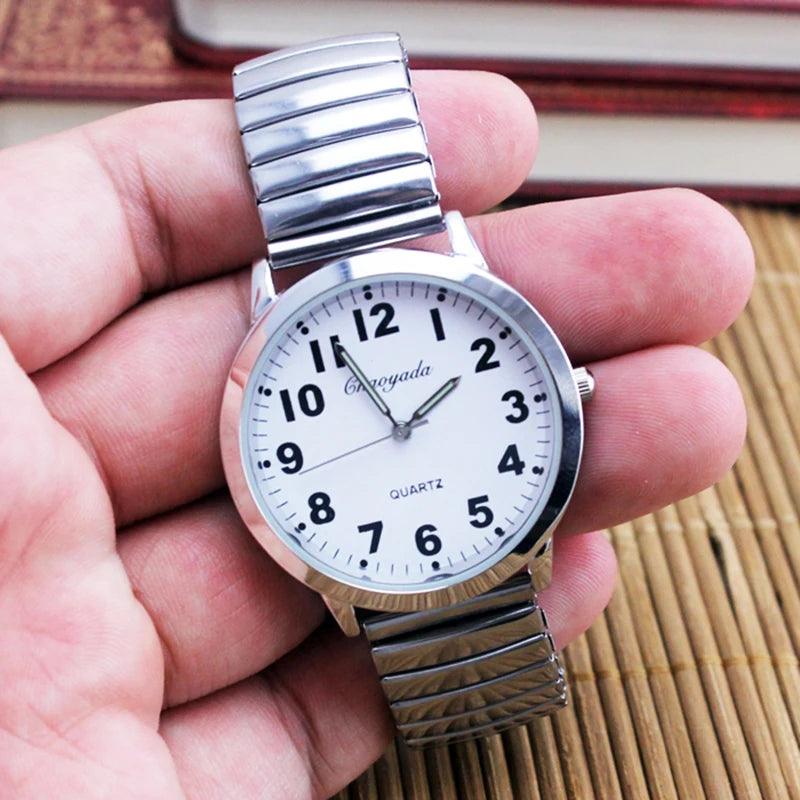 2024 Old Men Women Couples Watches Flexible Elastic Strap Fashion Simple Large Digital Stainless Steel Electronic Wristwatches