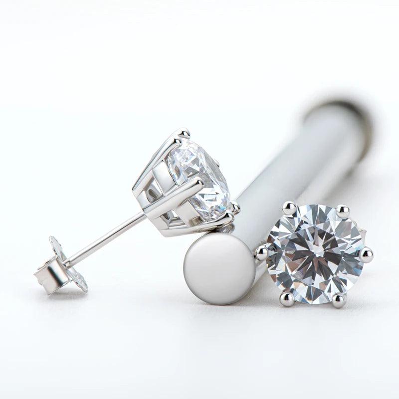 Moissanite Ear Studs 925 Silver Earring Classic Round Size 5mm/6.5mm/8mm