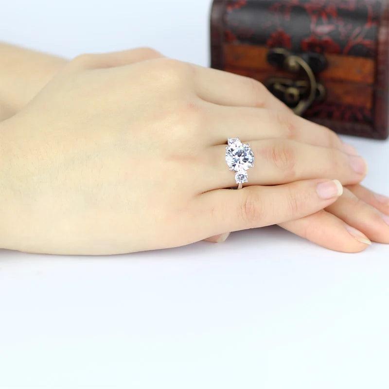 Rare Luxury 6 Carat Moissanite Ring Classic Engagement Rings 925 Sterling Silver