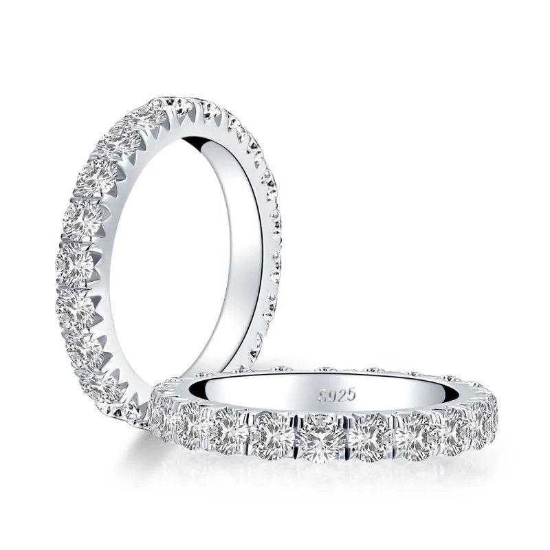 Luxury 925 Sterling Silver Complete Eternity Ring 3.0mm Round Cut Simulated