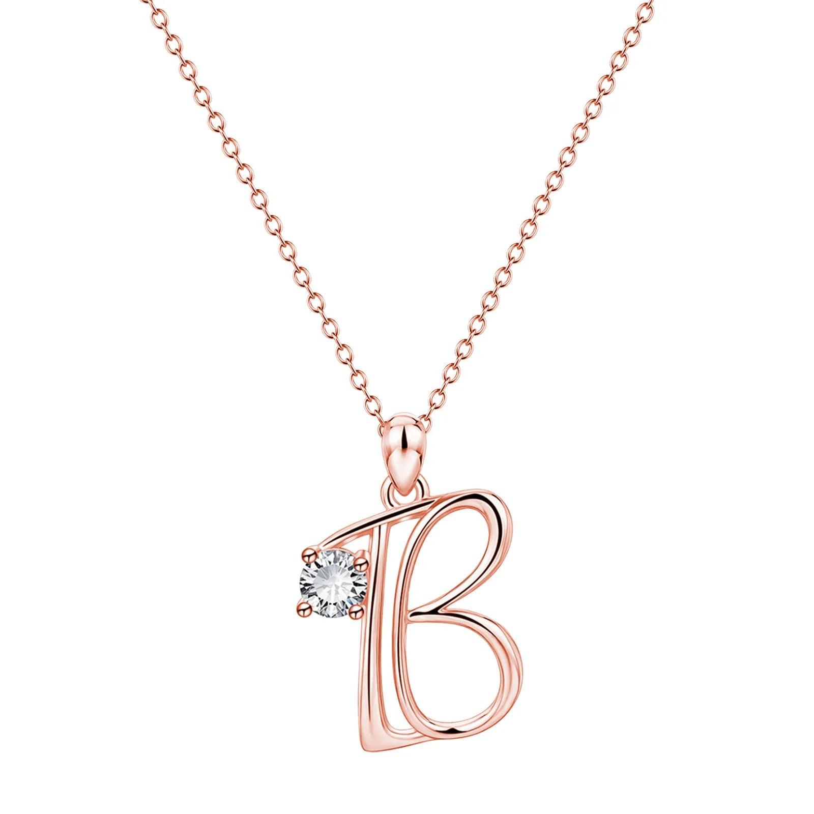 Luxury Silver 26 Letter English Alphabet Necklace