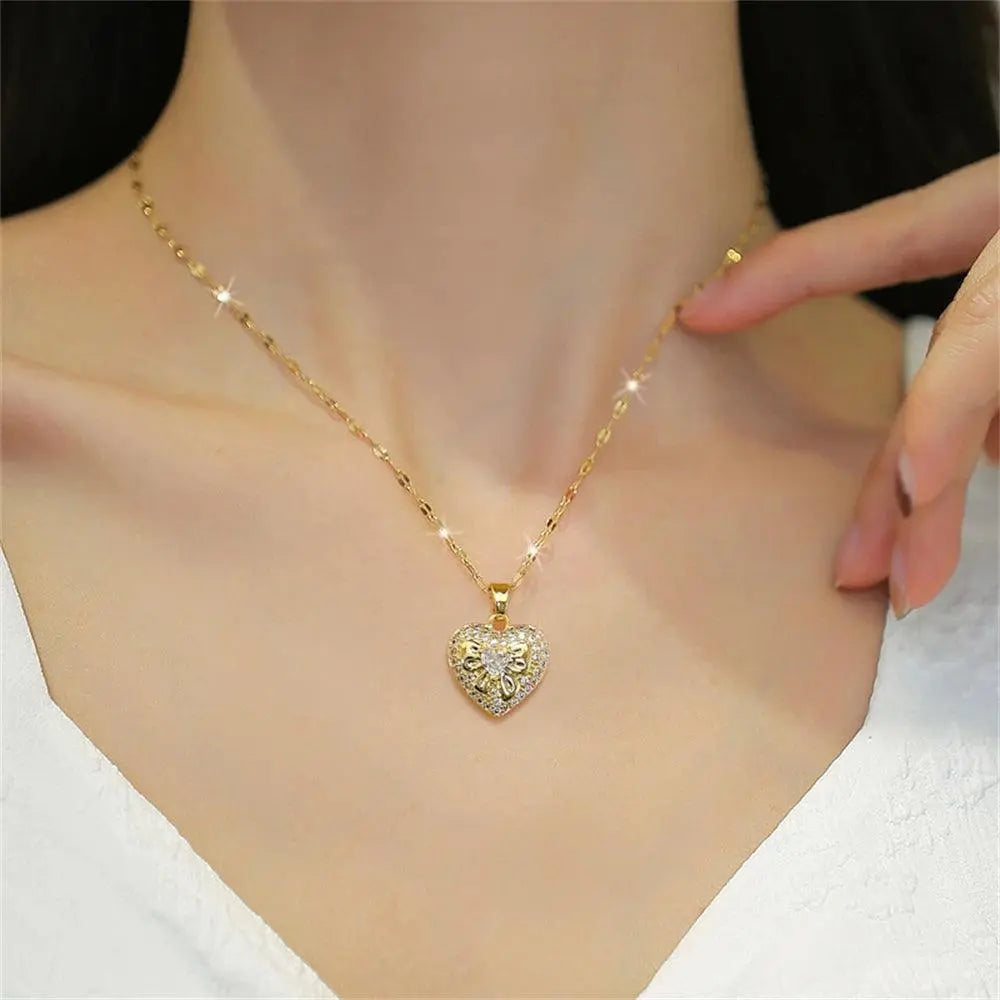 Heart Shaped Zircon Necklaces Design TETAEA