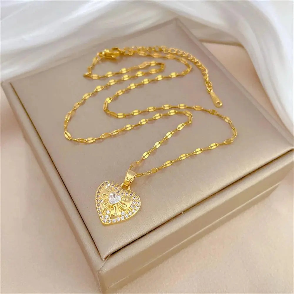 Heart Shaped Zircon Necklaces Design TETAEA