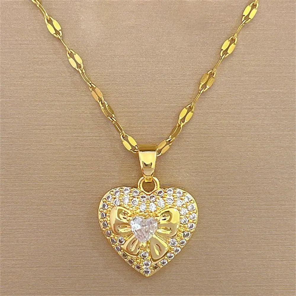 Heart Shaped Zircon Necklaces Design TETAEA