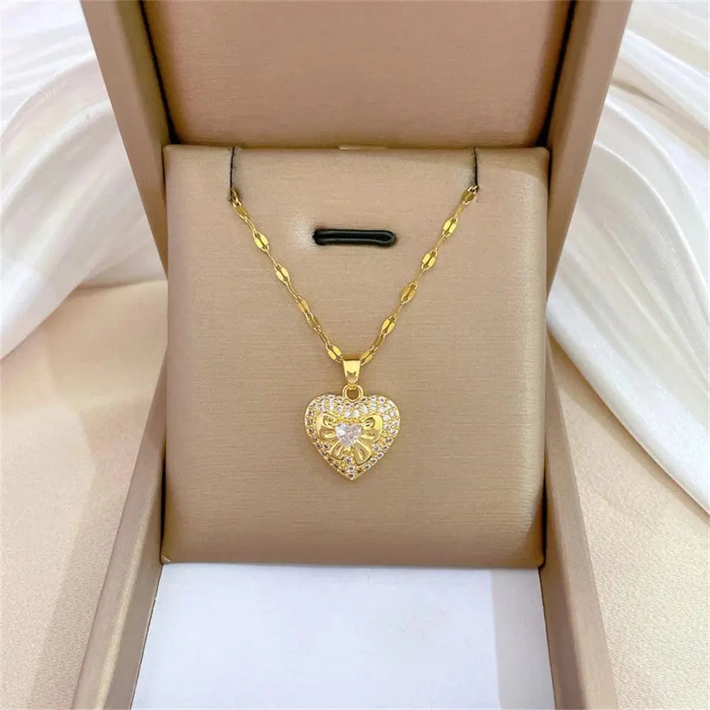 Heart Shaped Zircon Necklaces Design TETAEA
