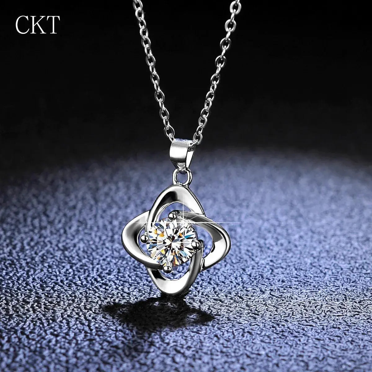 Luxury 1 Carat Moissanite Diamond Pendant Necklace for Women Classic Elegant Design TETAEA