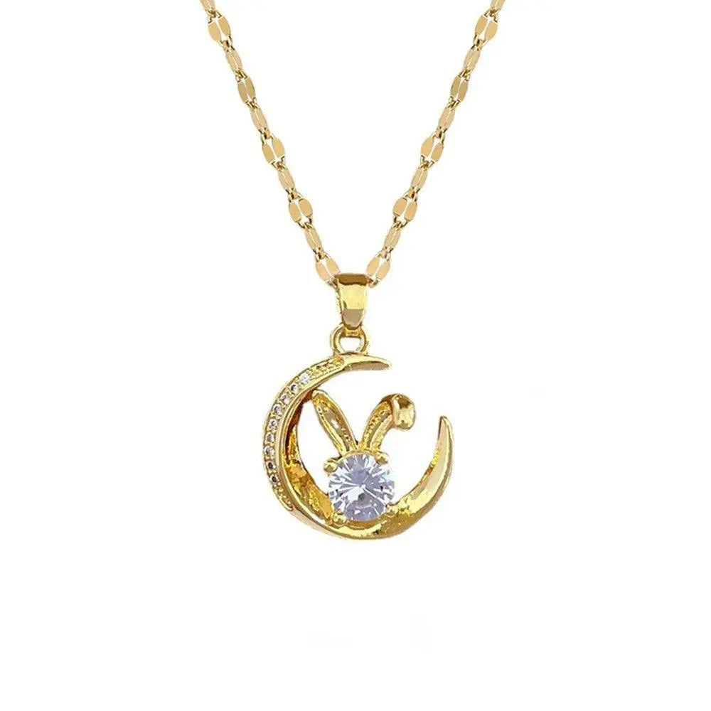 Luxury Crescent Moon Zircon Necklace TETAEA