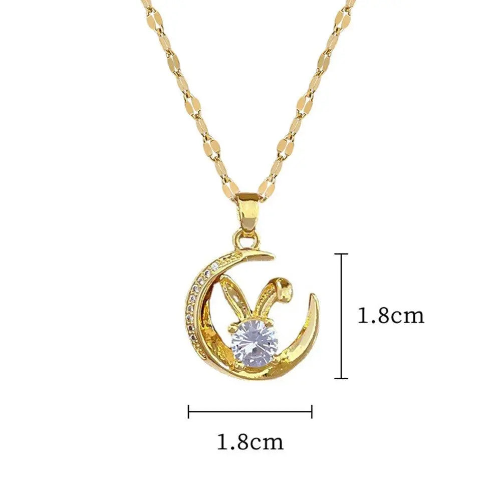 Luxury Crescent Moon Zircon Necklace TETAEA
