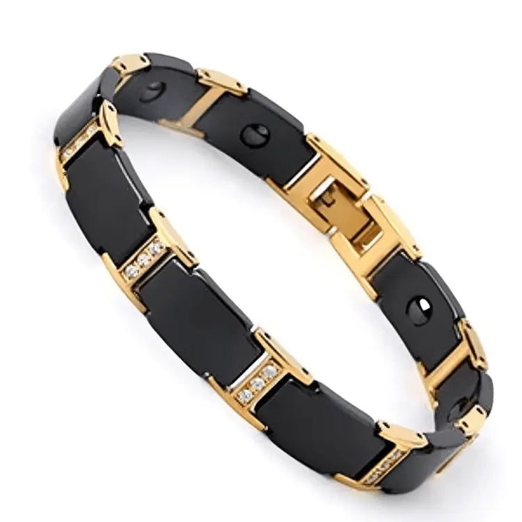 Luxury Health Black Gold Bracelet Germanium Magnetic Ceramic TETAEA