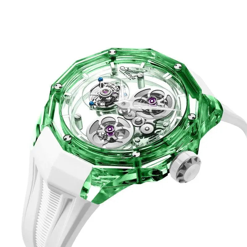 Luxury Mechanical Tourbillon Watch for Unisex with Clear Sapphire Strap TETAEA