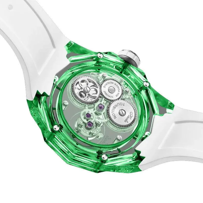 Luxury Mechanical Tourbillon Watch for Unisex with Clear Sapphire Strap TETAEA