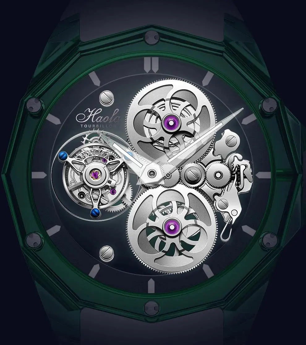 Luxury Mechanical Tourbillon Watch for Unisex with Clear Sapphire Strap TETAEA