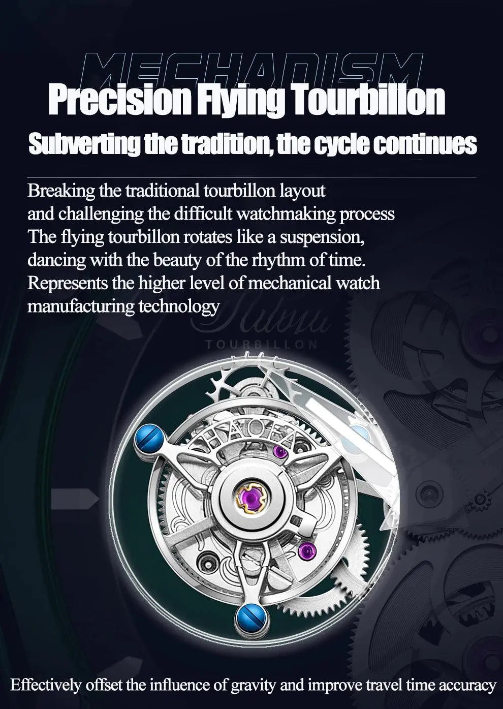 Luxury Mechanical Tourbillon Watch for Unisex with Clear Sapphire Strap TETAEA