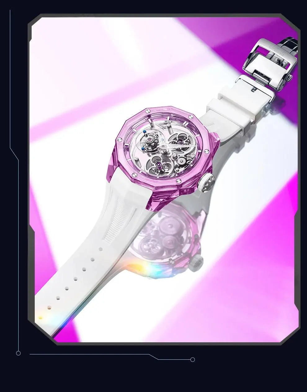 Luxury Mechanical Tourbillon Watch for Unisex with Clear Sapphire Strap TETAEA