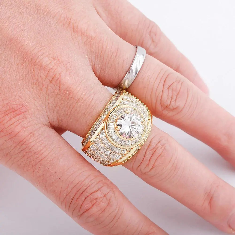Luxury Men's Ring Huge High Quality White Gold TETAEA