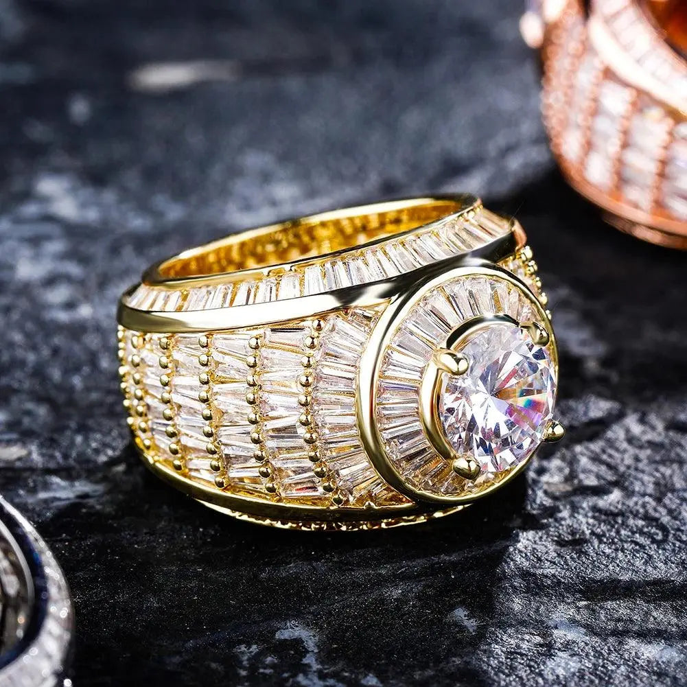 Luxury Men's Ring Huge High Quality White Gold TETAEA