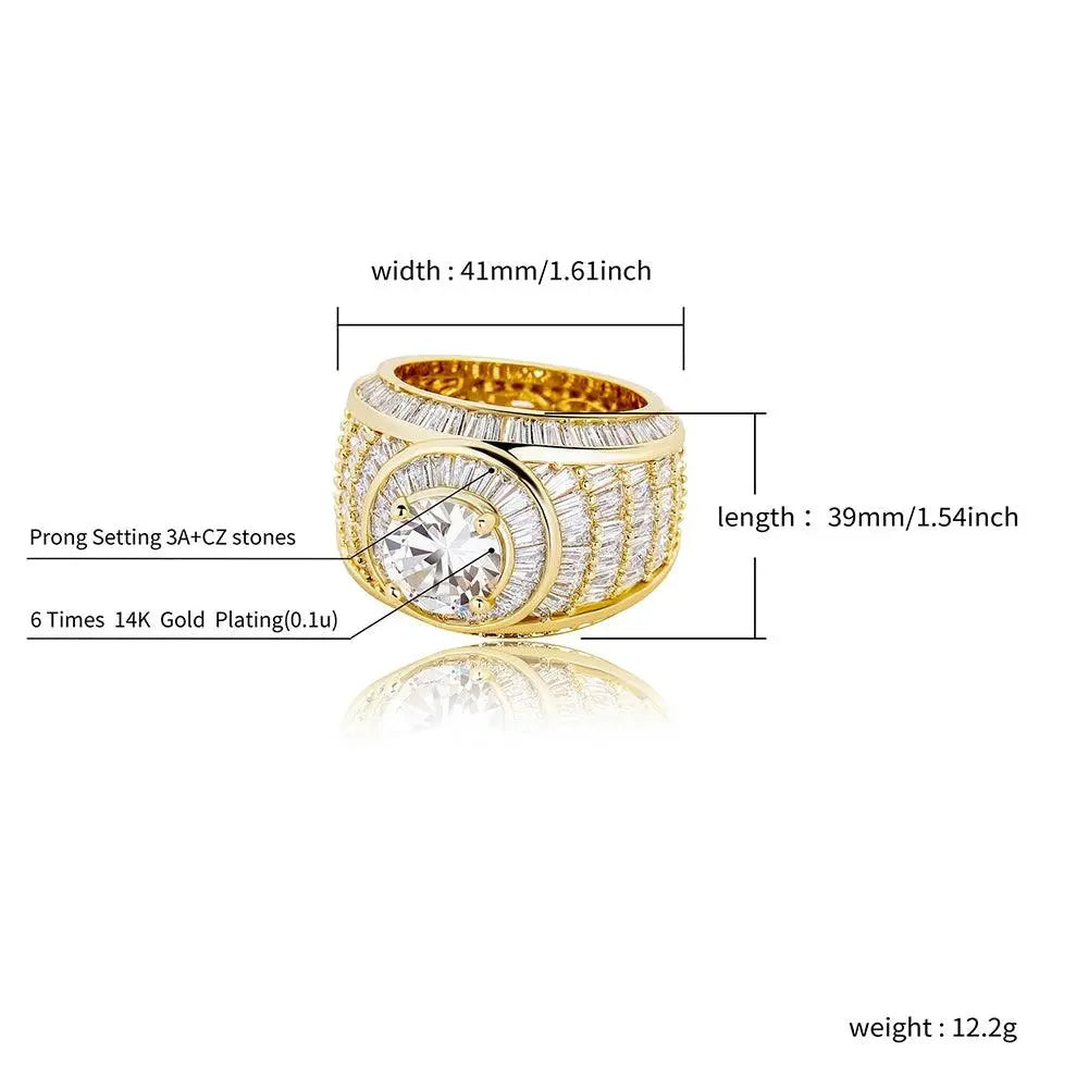 Luxury Men's Ring Huge High Quality White Gold TETAEA