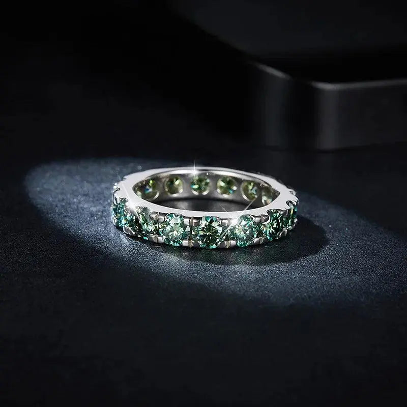 Luxury Thick Blue Green Moissanite Ring for Men & Women Gold Plated S925 Silver TETAEA