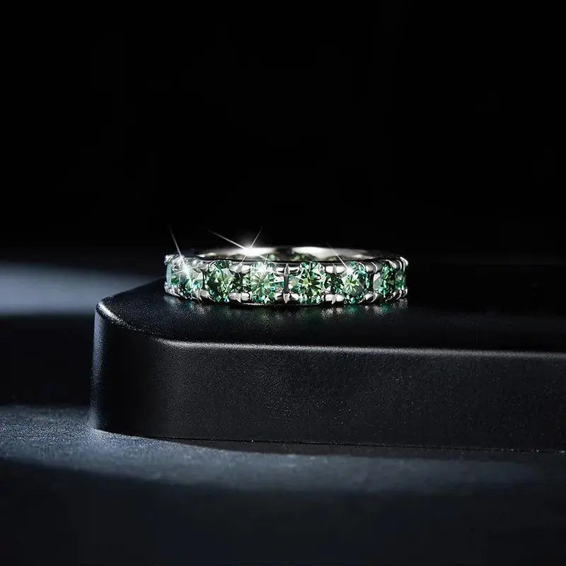 Luxury Thick Blue Green Moissanite Ring for Men & Women Gold Plated S925 Silver TETAEA