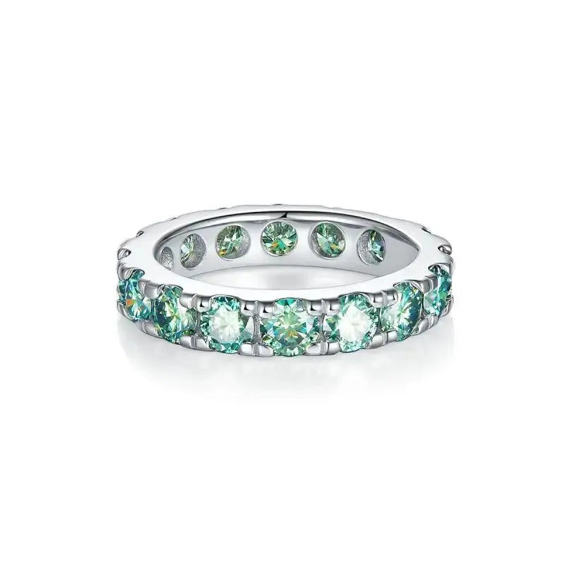 Luxury Thick Blue Green Moissanite Ring for Men & Women Gold Plated S925 Silver TETAEA