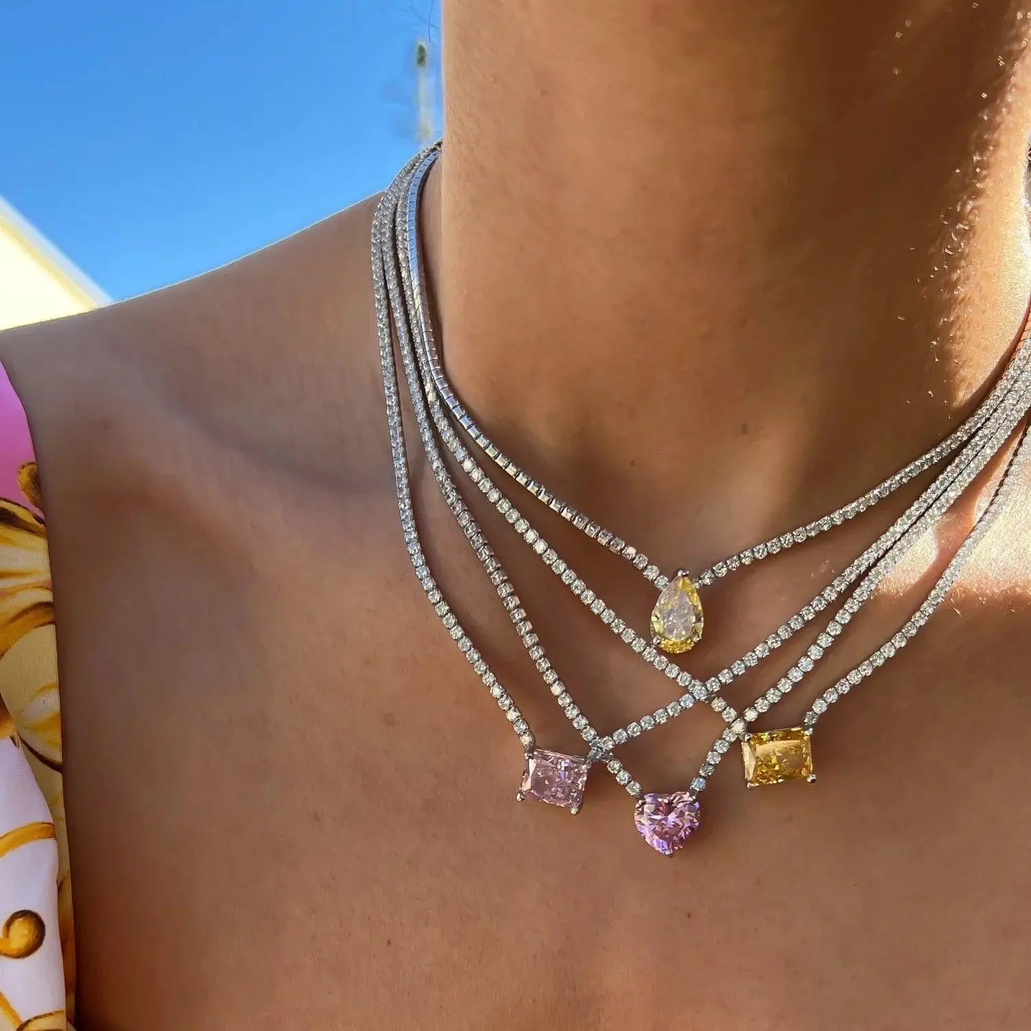 Luxury and sexy stainless steel necklace with zircon TETAEA
