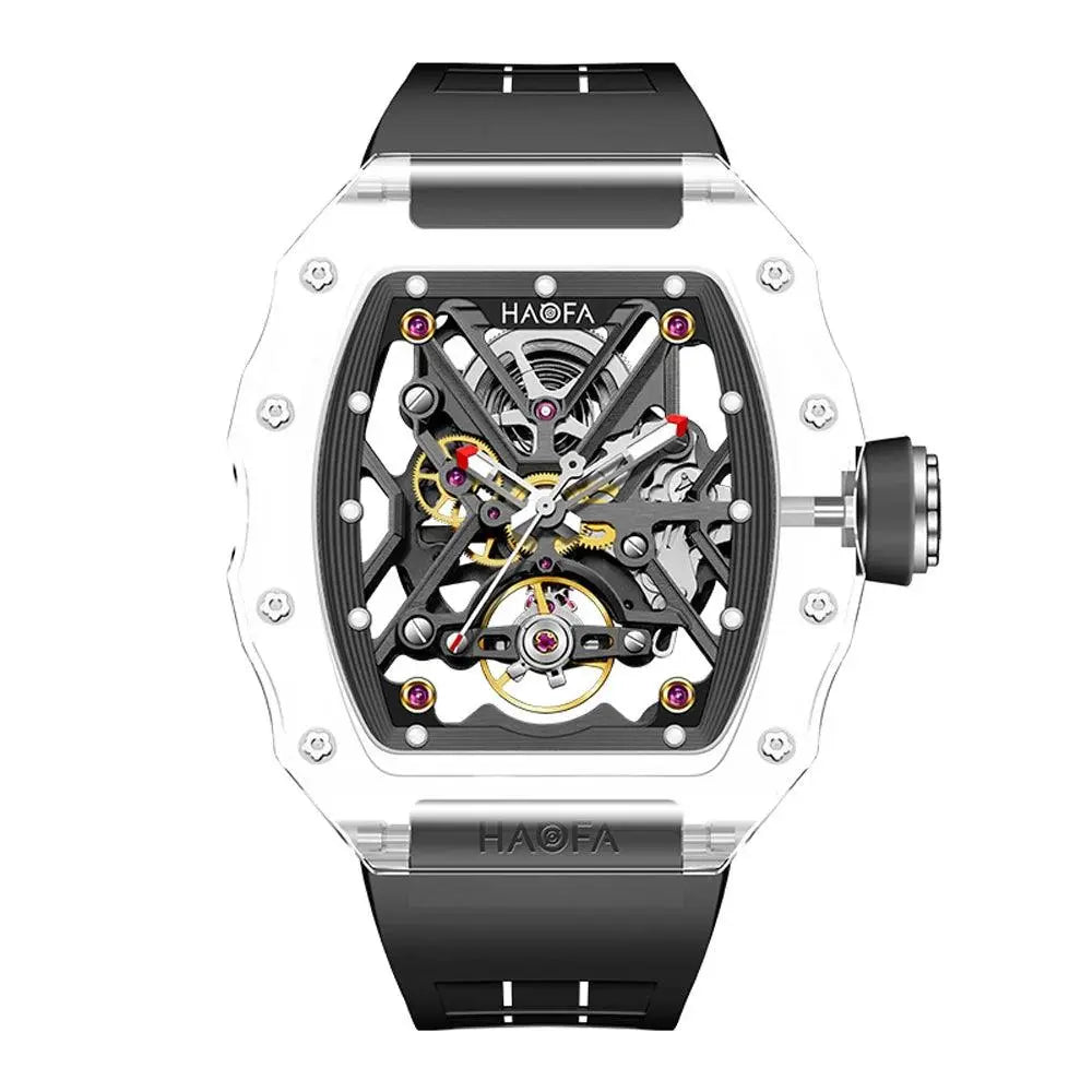Men's Automatic Mechanical Watch Transparent Crystal Luxury Double-Sided Hollow Waterproof Luminous Watch TETAEA