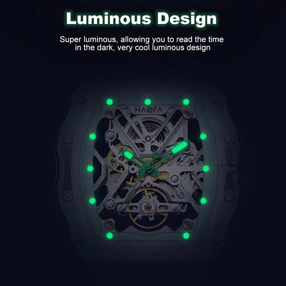 Men's Automatic Mechanical Watch Transparent Crystal Luxury Double-Sided Hollow Waterproof Luminous Watch TETAEA
