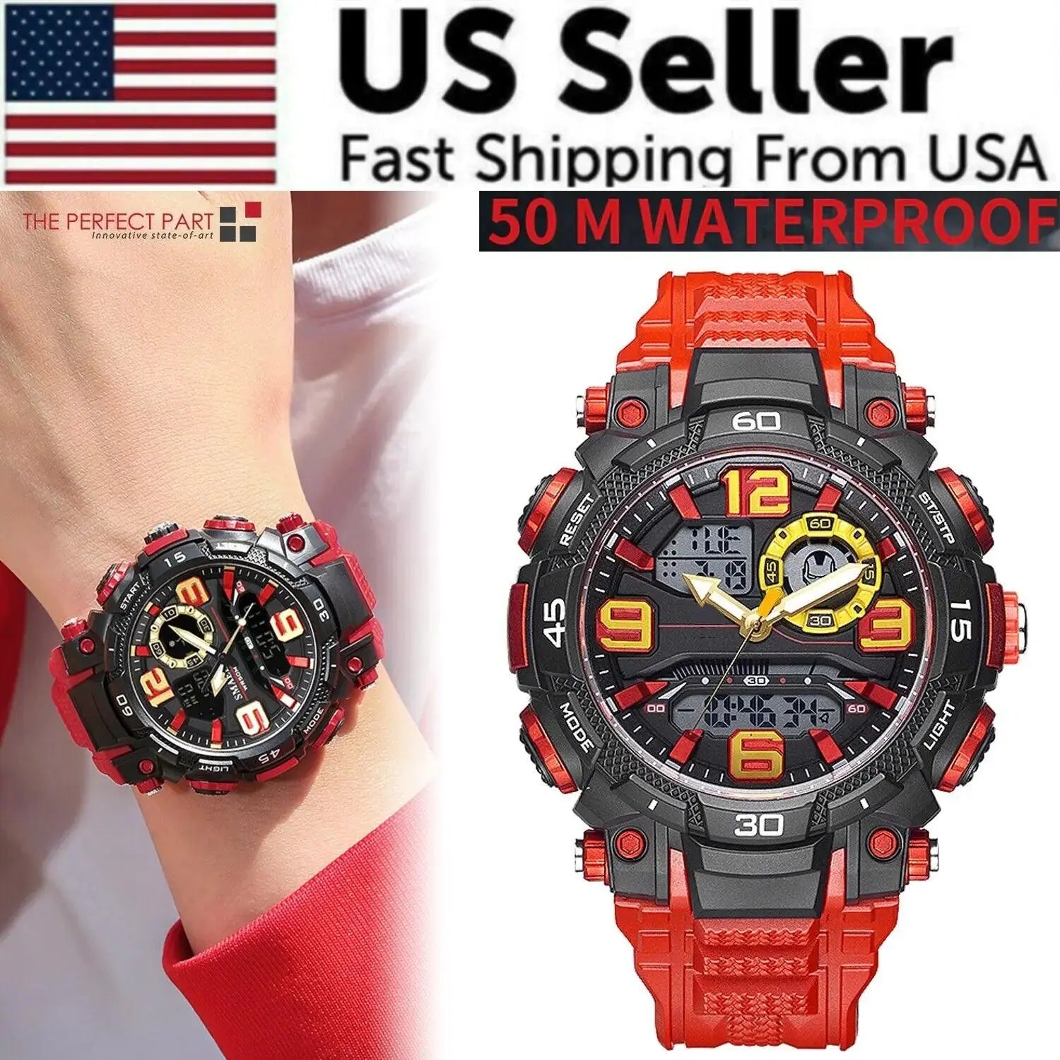 Military Men Watch Fashion Sport Outdoor G Wristwatch Male Digital Stopwatch - TETAEA